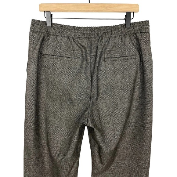 Zara The Easy Plaid Elastic Waist Trouser Pant Size 10 Gray Business Career - Picture 8 of 10